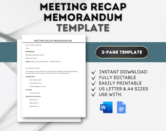 Meeting Recap Memorandum Template Recap Meeting Memo Business Meeting Summary Professional Recap Memo Layout Corporate Meeting Recap Form
