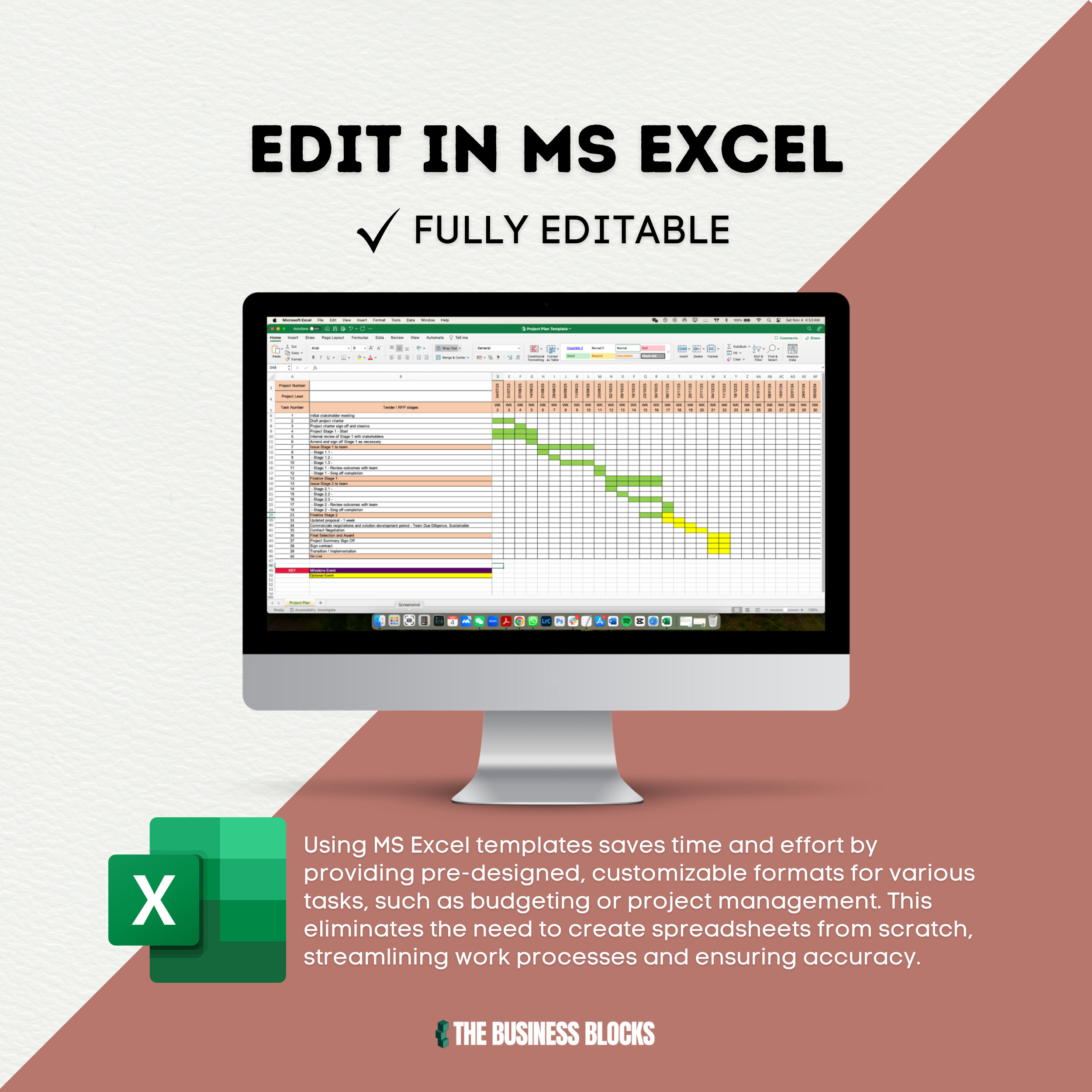 Project Plan Template: Task Tracking Spreadsheet (MS Excel & Google ...