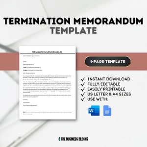 Termination Memorandum Template Vorlage für das Schreiben eines Mitarbeiters und das Schreiben einer Person