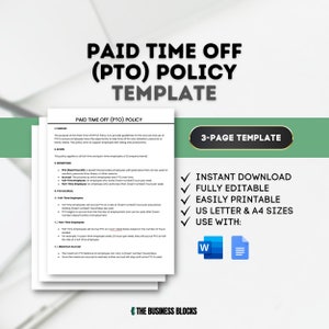 Paid Time off (PTO) Policy Template PTO Guidelines Template PTO Plan