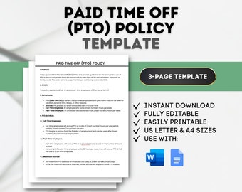 PTO Policy Template: Paid Time Off Guidelines (Google Docs, MS Word)