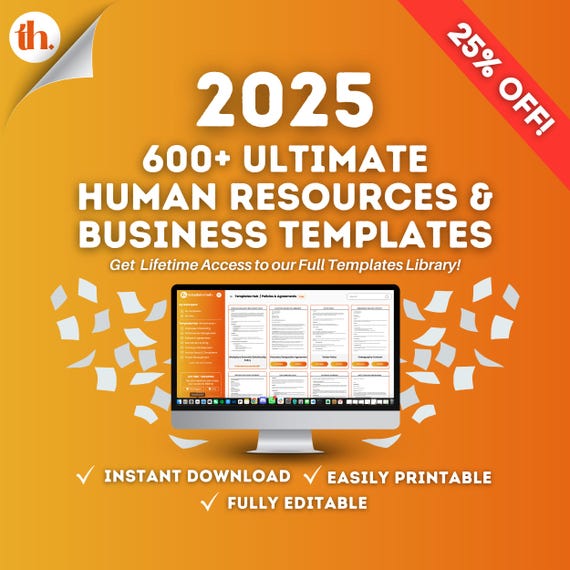 HR Templates Hub: 600+ HR Forms, Employee Handbook, Onboarding (Digital Download)