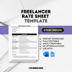 Modelo de planilha de preços para freelancers Modelo de preços para freelancers Modelo de tarifas por hora Folha de preços de serviços freelancers para freelancers Tabela de preços