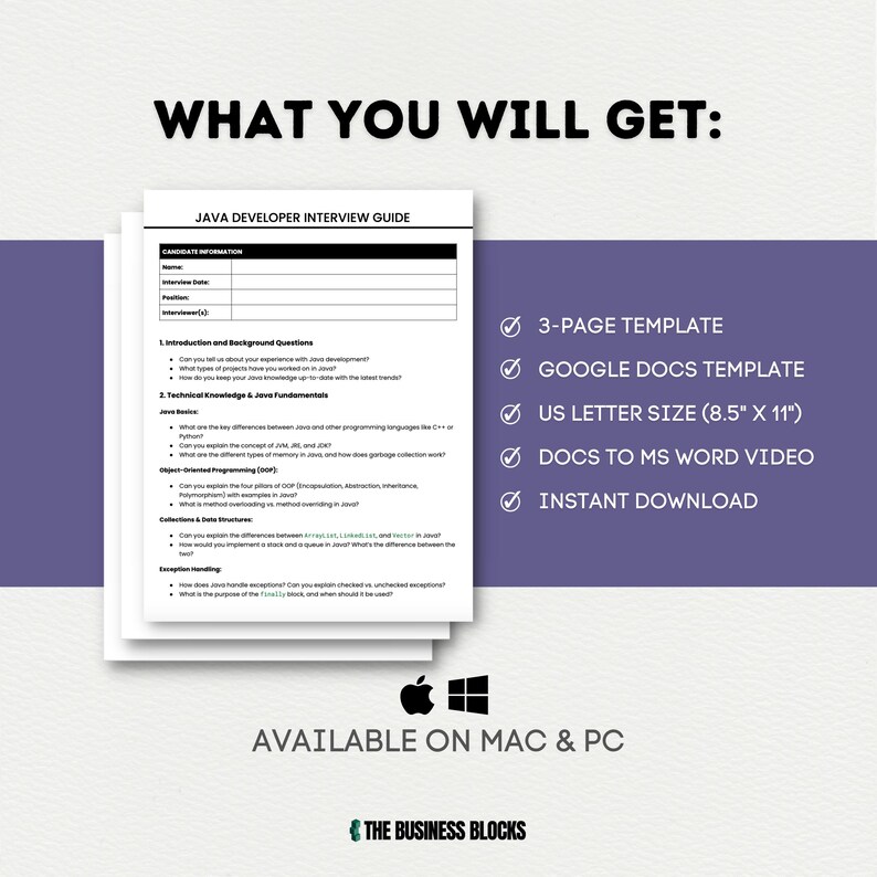 Java Developer Interview Guide Template (Google Docs, MS Word) image 8