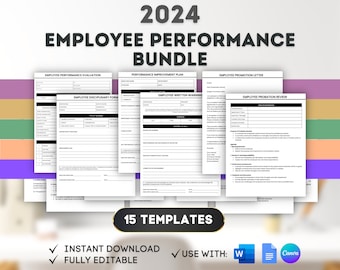 Performance Review Template Performance Improvement Plan Employee Performance Review Template Employee Evaluation Form Performance Bundle