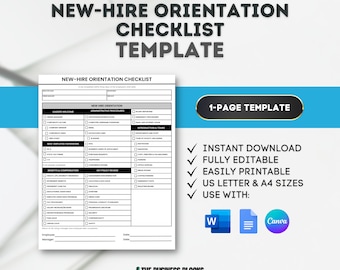 New Hire Checklist Employee Onboarding Employee New Hire Form Employee Training Template Employee Orientation Checklist NewStarter Checklist