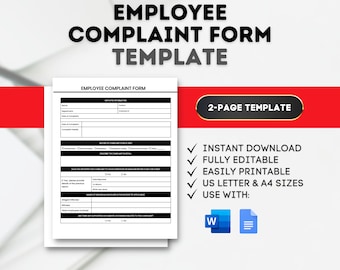 Employee Complaint Form Template: HR Incident Reporting (Digital Download)