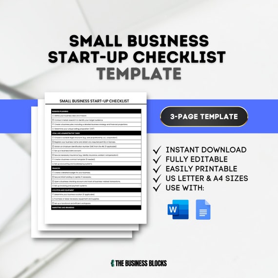 Small Business Start-Up Checklist Template (Google Docs, MS Word)