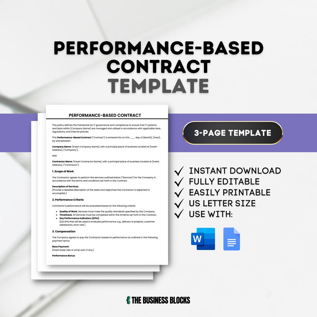Performance based Contract Template Incentive based Contracts Performance based Contract Template Incentive based Contracts