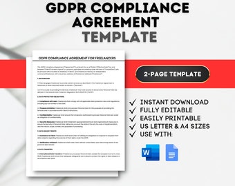 Modello di accordo di conformità al GDPR: protezione dei dati dei freelance (Google Docs, MS Word)