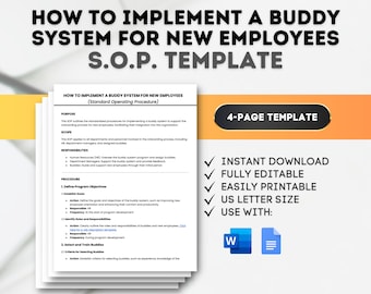 Employee Buddy System SOP Template: New Hire Onboarding (Google Docs, MS Word)