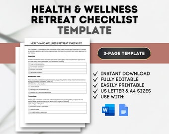 Health and Wellness Retreat Checklist Template Health Retreat Planning Wellness Retreat Checklist Retreat Organization Yoga Planning Guide