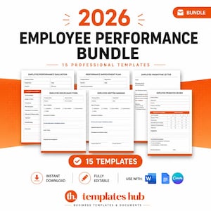 Employee Performance Review Templates: HR Evaluation Forms (Digital Download) image 1