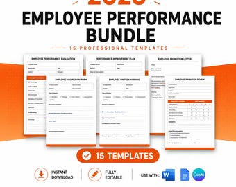 Employee Performance Review Templates: HR Evaluation Forms (Digital Download)