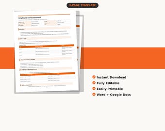 Employee Self Assessment Template — Editable HR Review Form Word Google Docs