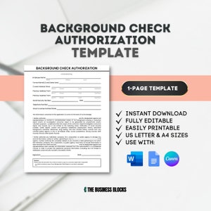 Employee Background Check Authorization Template (Canva, Google Docs, MS Word)