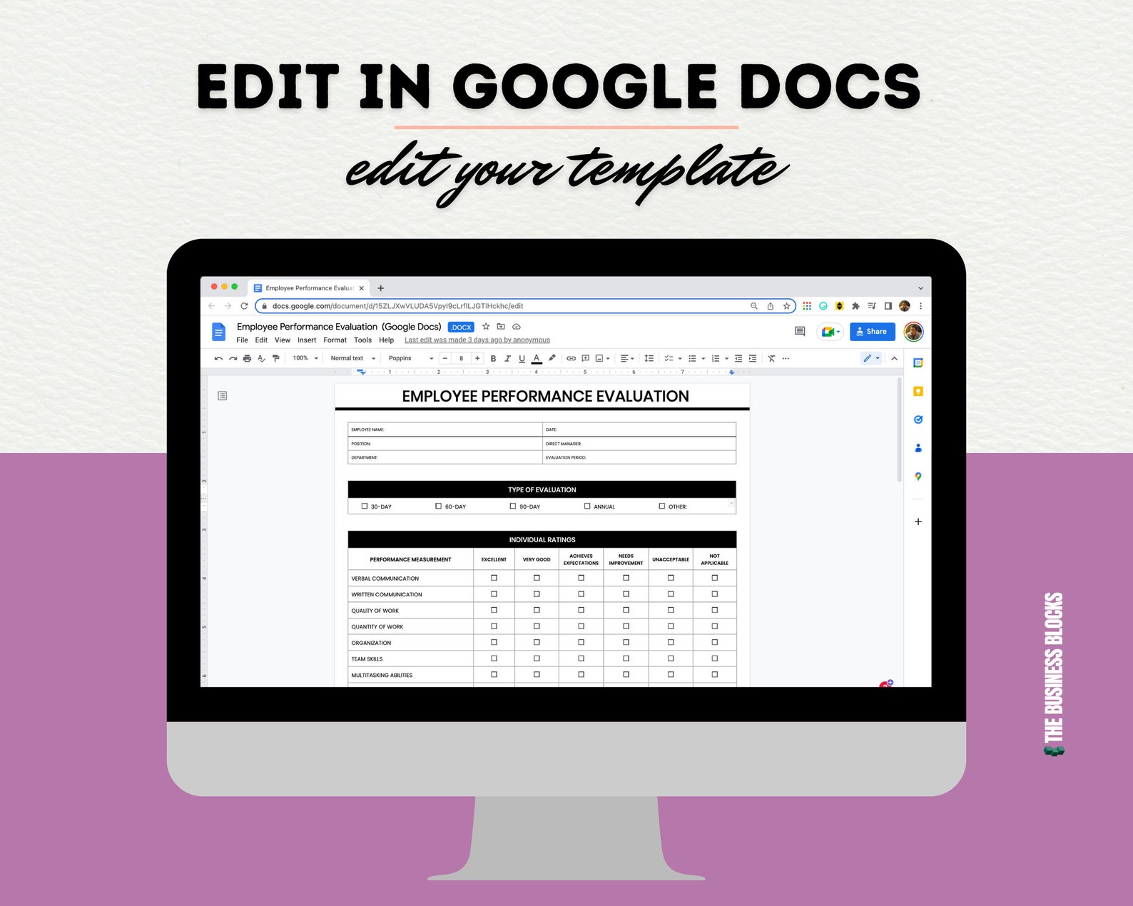Employee Performance Review Template: Editable HR Form (canva, Google ...