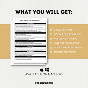 Solo Travel Safety Checklist Template: Editable Travel Tips (Digital Download) image 8