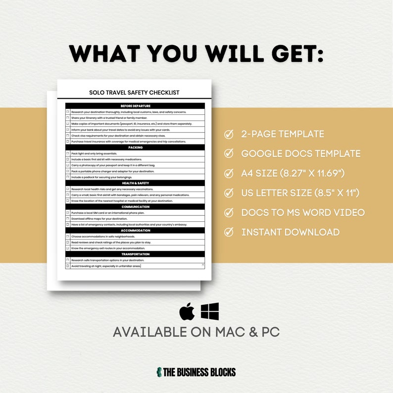 Solo Travel Safety Checklist Template: Editable Travel Tips (Digital Download) image 8