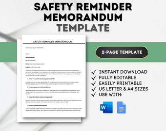 Könnte beinhalten: Eine Sicherheitshinweis-Memorandum-Vorlage in blau-weißer Farbgebung. Die Vorlage ist für ein zweiseitiges Dokument und vollständig editierbar. Sie ist zum sofortigen Download verfügbar und kann mit Microsoft Word und Google Docs verwendet werden. Der Text auf der Vorlage lautet "Sicherheitshinweis-Memorandum" und "2-seitige Vorlage".