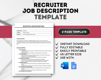 Recruiter Job Description Template: Customizable HR Hiring (Google Docs, MS Word)