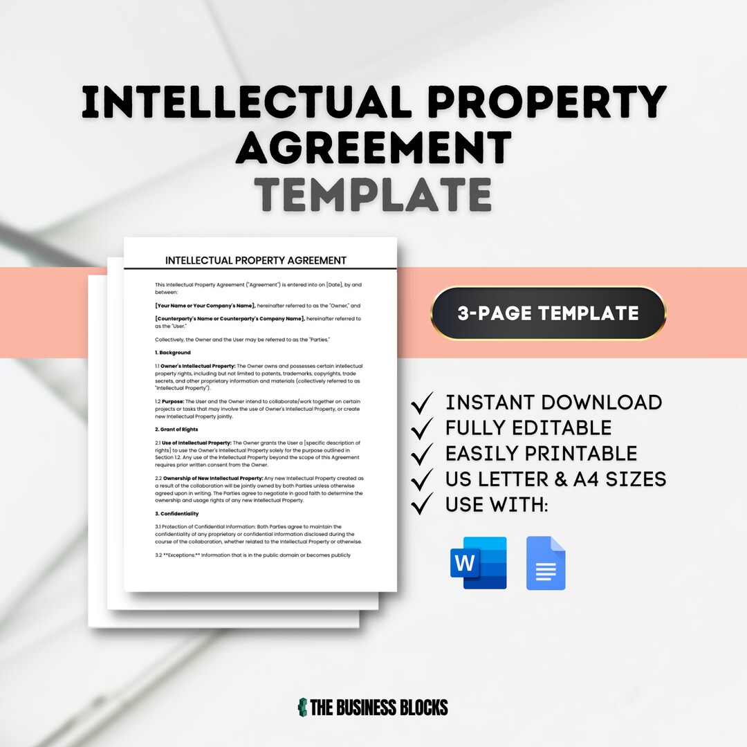 Intellectual Property Agreement Template Type of Process Business Intellectual Property Agreement Template Type of Process Business