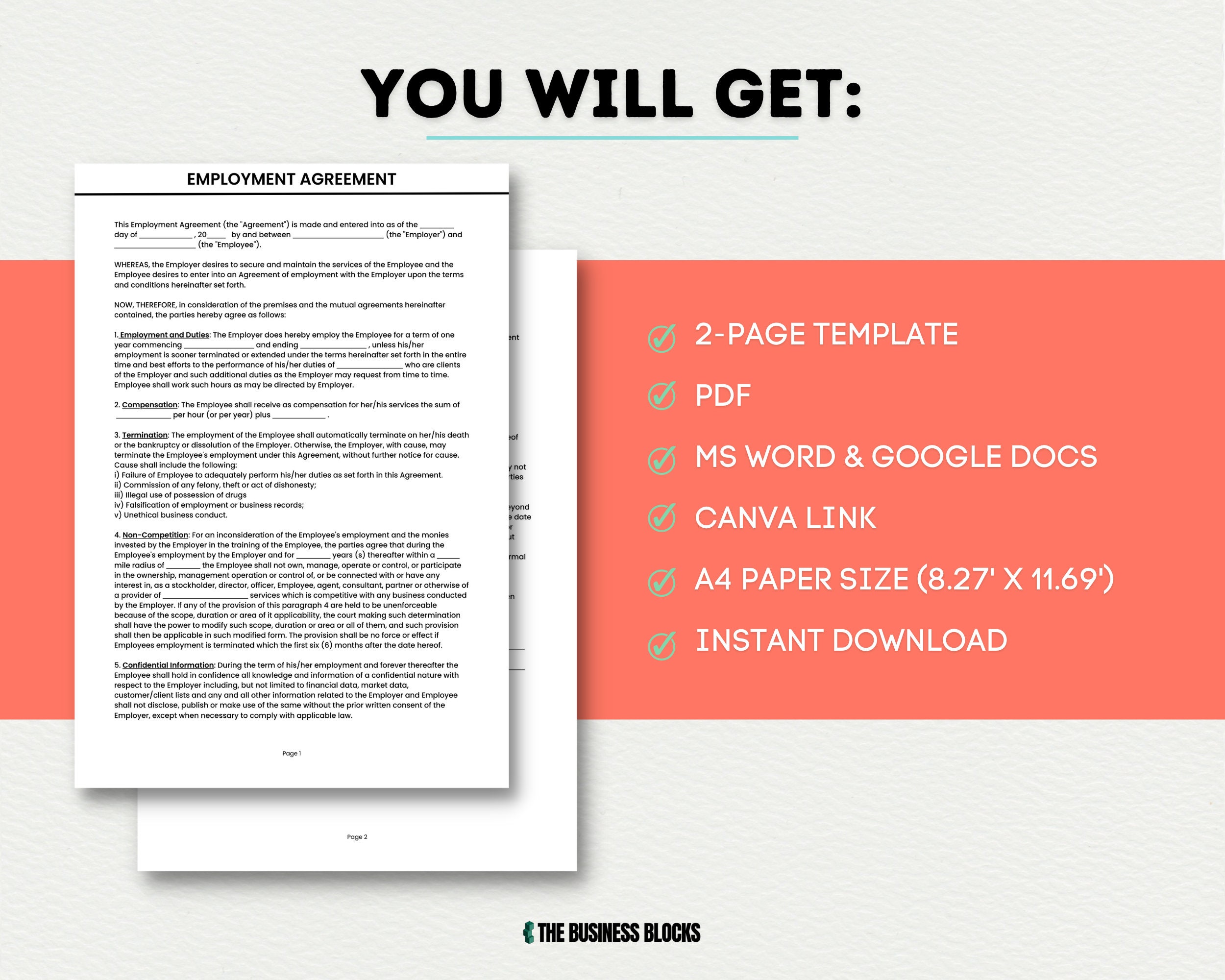 Employee Contract Template: Editable HR Agreement (canva, Google Docs ...