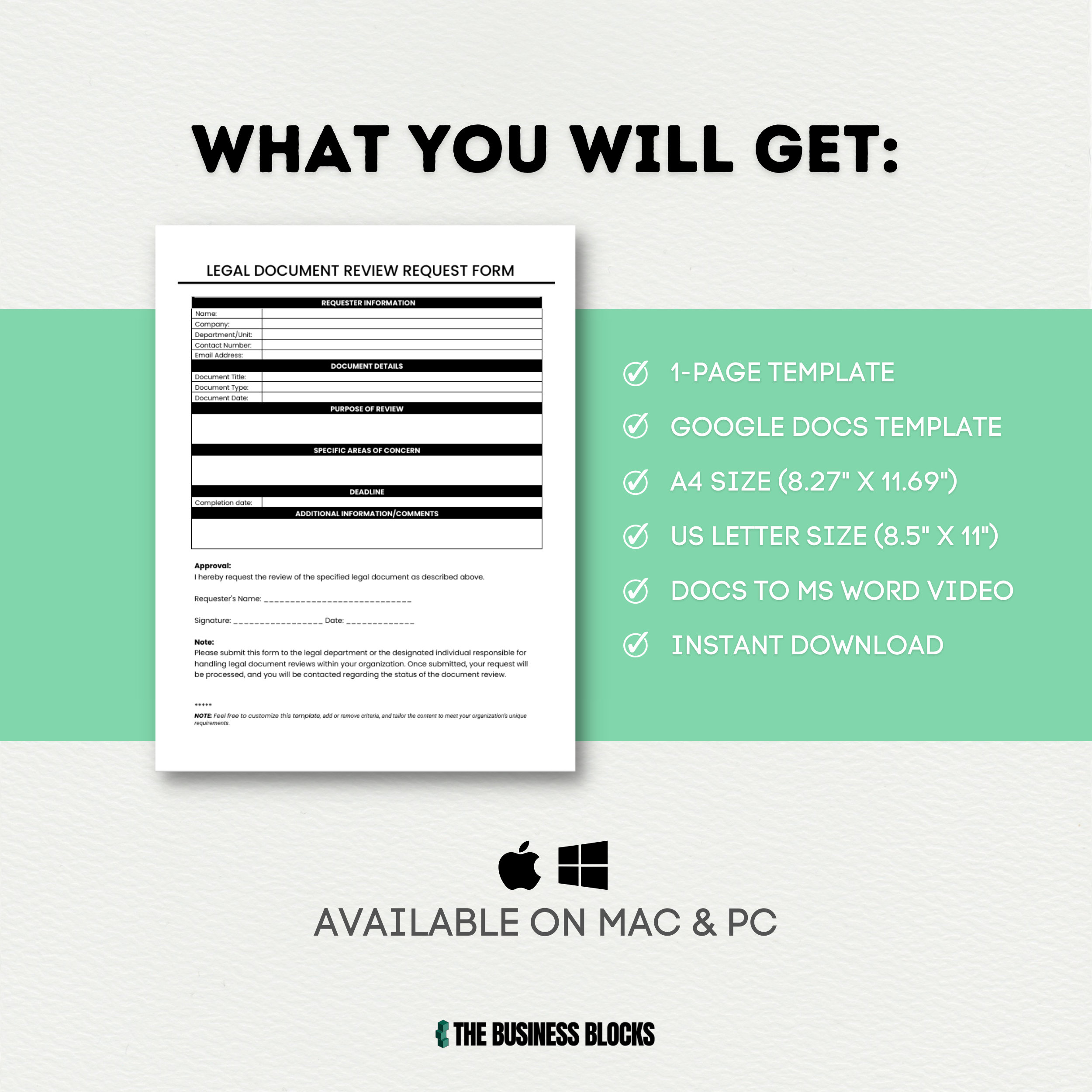 Legal Document Review Request Form Template (google Docs, MS Word) - Etsy