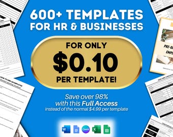 HR Templates Bundle: 600+ Forms, Checklists, & Employee Handbook (Digital Download)