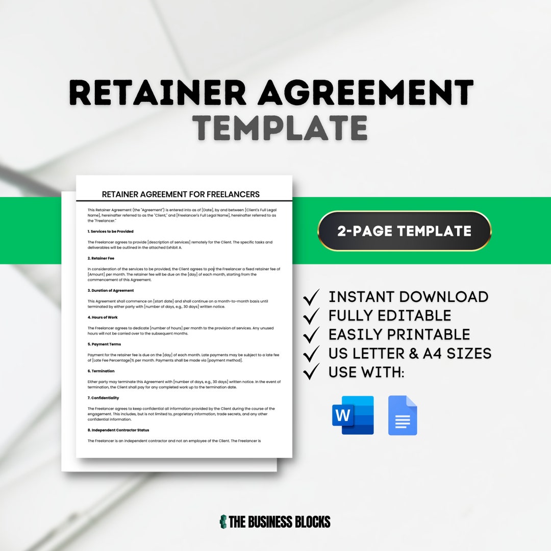 Client Retainer Agreement Template for Freelancers Professional