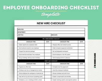 Employee Template New Employee Onboarding Template HR Form Employee Onboarding Employee Checklist New Hire Template New Hire Form Onboarding