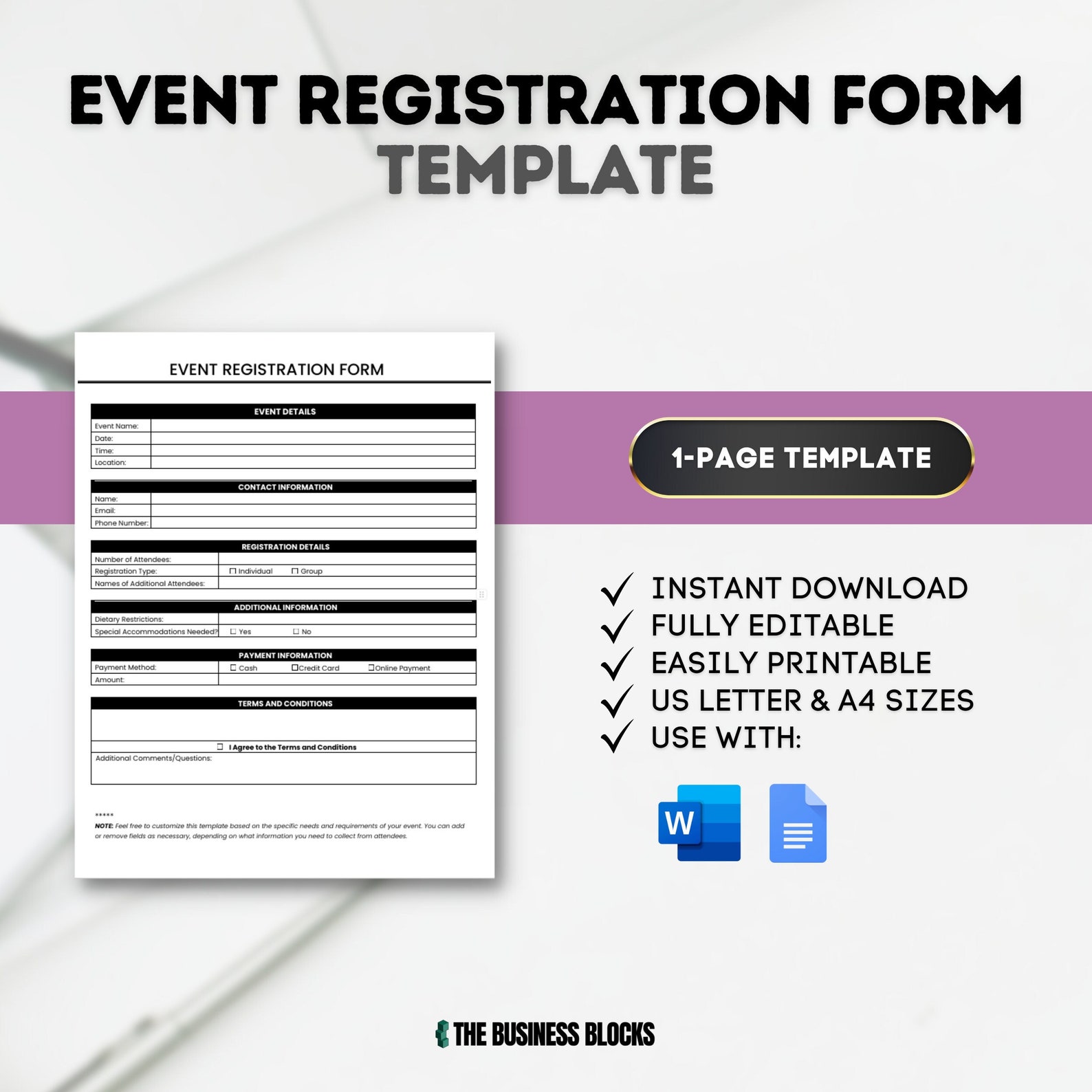 Event Registration Form Template Customizable Registration Form ...