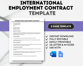 International Employment Contract Template Global Job Contract Overseas Employment Contract Expatriate Employment Agreement Cross-border Job