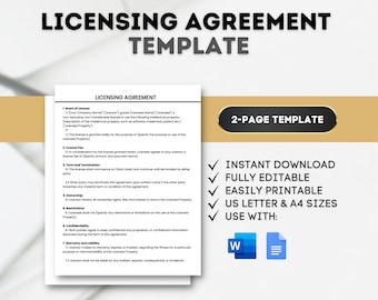 Plantilla de acuerdo de licencia: Contrato editable para Google Docs y Word