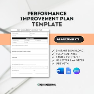 Performance Improvement Plan Template Performance Review Template Employee Performance Evaluation Employee Review Template PIP Template
