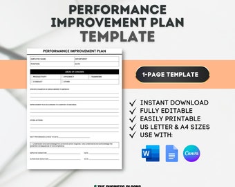 Performance Improvement Plan Template Performance Review Template Employee Performance Evaluation Employee Review Template PIP Template