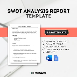 SWOT Analysis Report Template Business SWOT Report SWOT Analysis Template Strategic Analysis Template Company Swot Assessment Swot Analysis