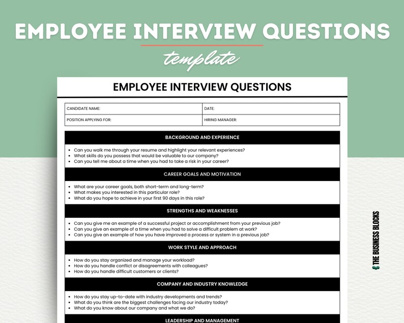 Job Interview Questions Template Interview Prep Interview Etsy