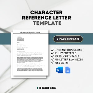 Plantilla de carta de referencia de carácter Recursos humanos Carta de recomendación laboral Carta de recomendación Referencia personal Carta de recomendación laboral