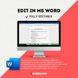May include: A computer screen displaying a Microsoft Word document with a checklist titled "Road Trip Checklist". The document is fully editable and can be customized using Microsoft Word.