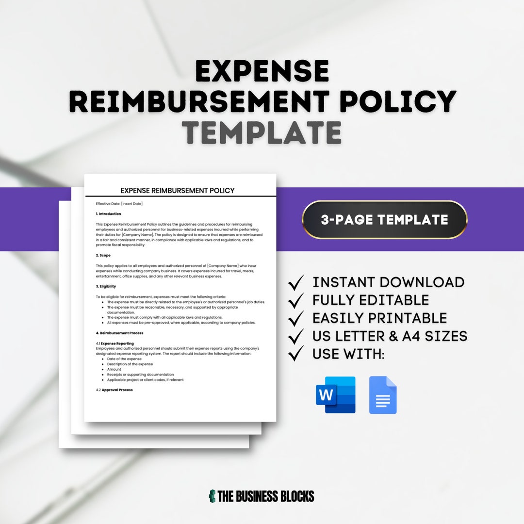 Expense Reimbursement Policy Template Human Resources Employee