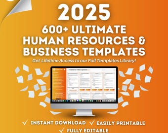 HR Templates Hub: 600+ HR Forms, Employee Handbook, Onboarding (Digital Download)