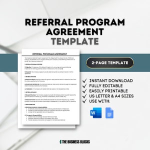 Referral Program Agreement Template Freelancer Referral Program Contract Freelancer Partnership Agreement Referral Terms and Conditions