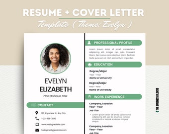 Modern Resume Template: Canva Editable CV, Cover Letter & Business Card (Digital)