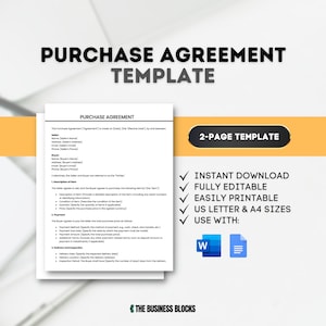 Sjabloon voor een koopovereenkomst Contract voor de verkoop van goederen Verkoop- en inkoopcontractsjabloon Zakelijke koopovereenkomst Afdrukbaar contract