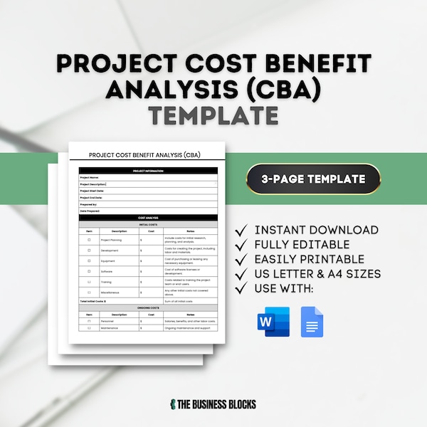 Projekt-Kosten-Nutzen-Methode Vorlage für Projekt-CBA ROI-Methode Vorlage für Projekt-Wirtschaft und Projekt-Auswertung