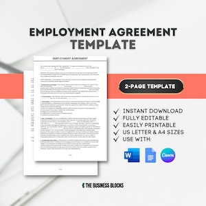 Employee Contract Template Employee Agreement Template Basic Employment Contract Template Employment Agreement HR Template Contract Employee