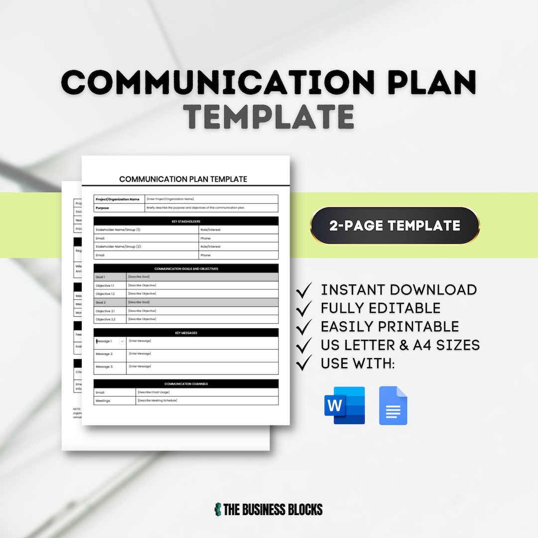 Communication Plan Template Project Management Small Business Templates ...