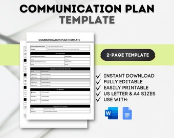 Communication Plan Template: Project Management for Small Business (Digital Download)