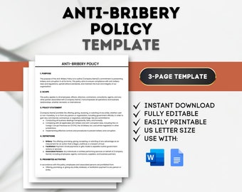 Anti-Bribery Policy Template: HR Compliance (Google Docs, MS Word)